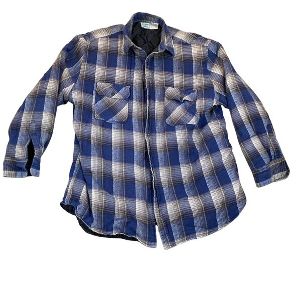 Ozark Trail Men's Flannel Shirt Jacket 2XL Blue Plaid Insulated Quilted Casual - Picture 1 of 10